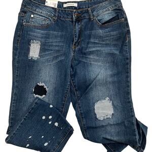 Adam Levine Denim Jeans Misses 9/10 Tattered Drip Wash Blue Distressed Stretch